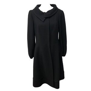 Amelia Toro Overcoat Womens 8 Black Mid Length Hook Closure Professional Career